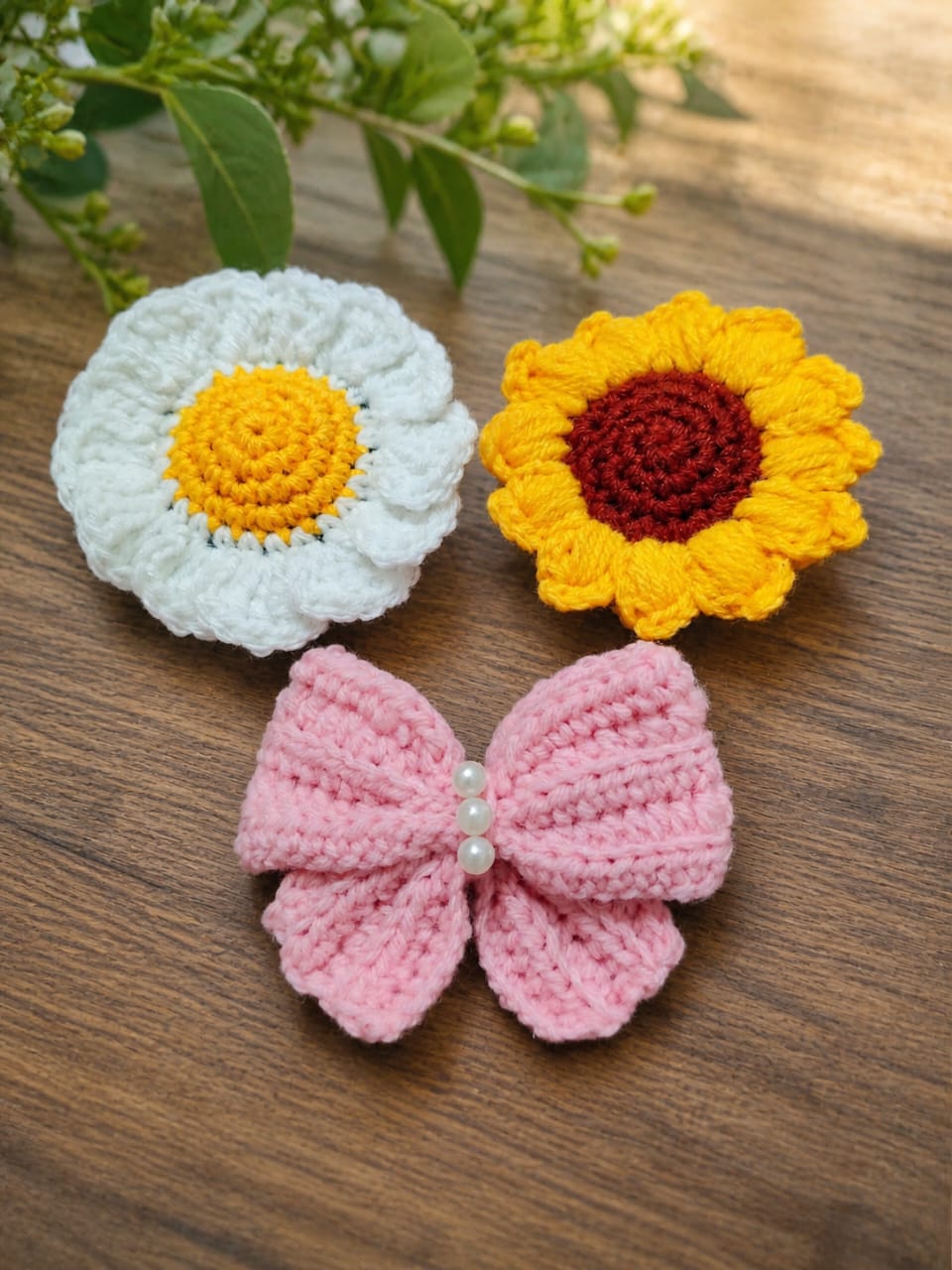 3 Pcs Crochet Hair Clip Combo ✨
