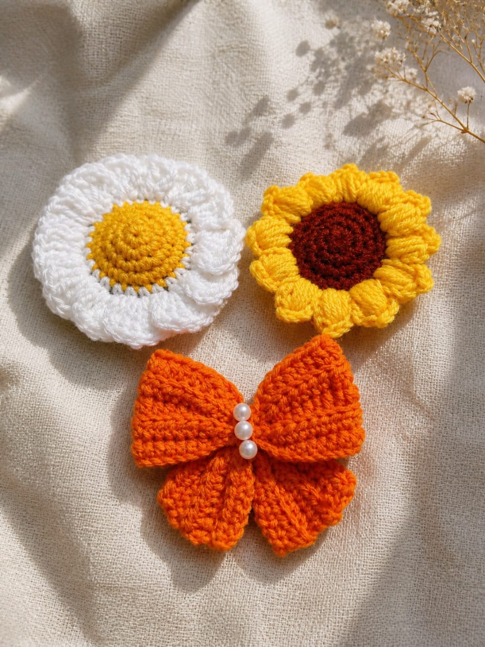 3 Pcs Crochet Hair Clip Combo ✨