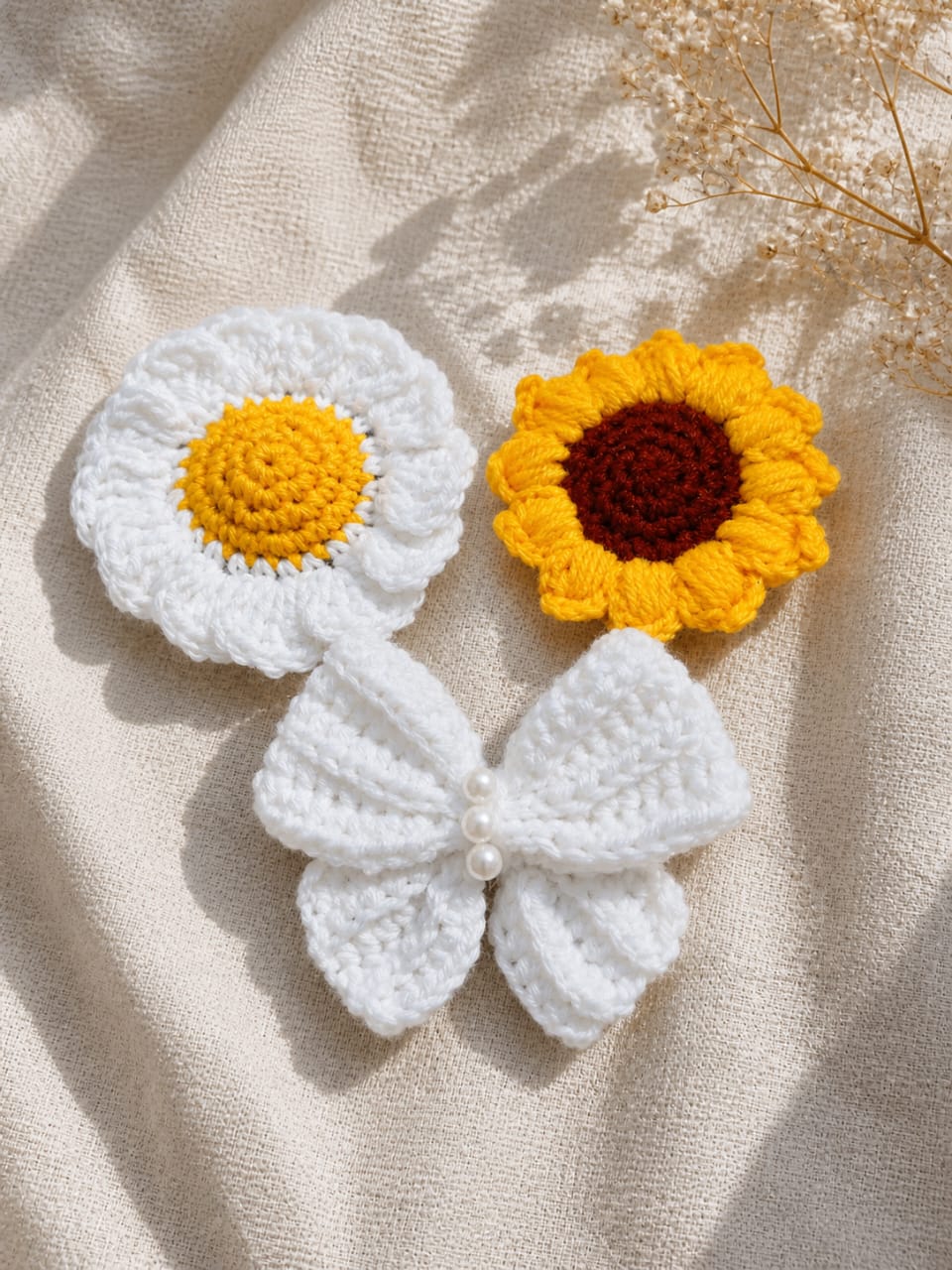 3 Pcs Crochet Hair Clip Combo ✨