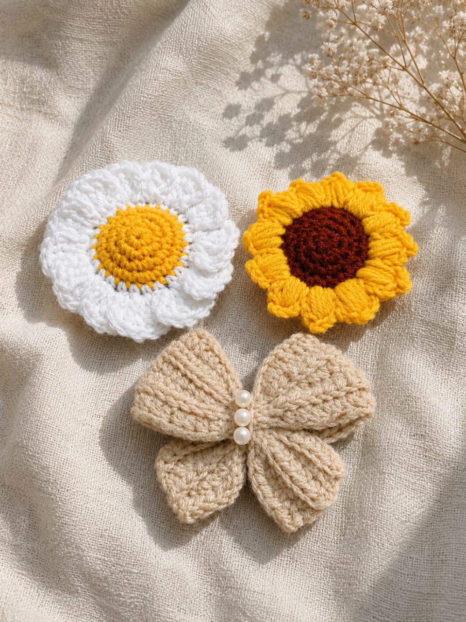 3 Pcs Crochet Hair Clip Combo ✨