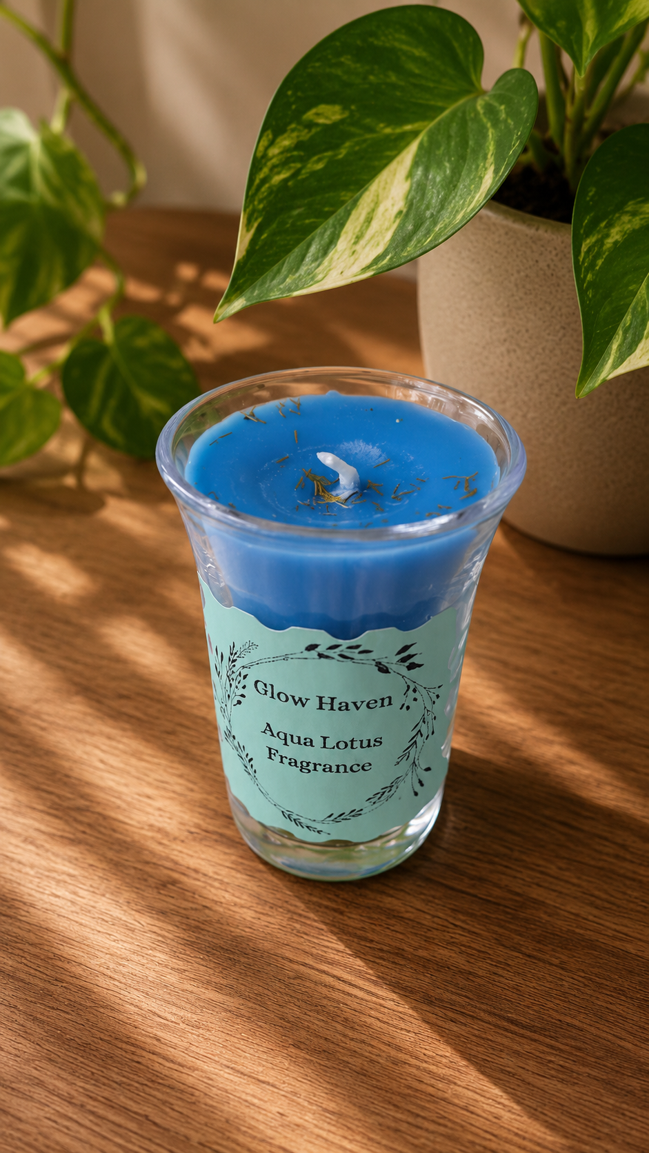 Short Glass candle with Lotus fragrance