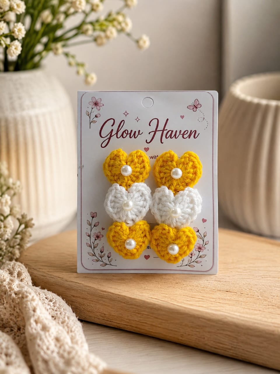Crochet Heart Tiktak Hair clip