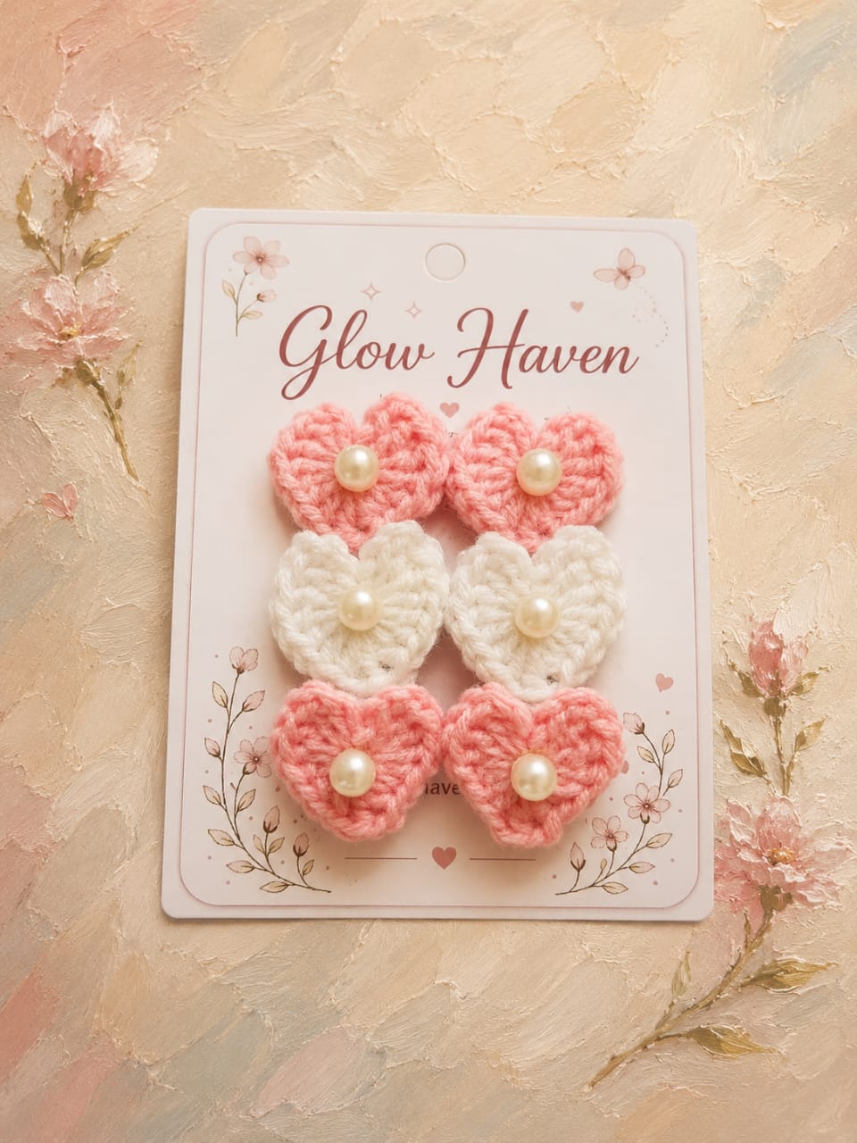 Crochet Heart Tiktak Hair clip