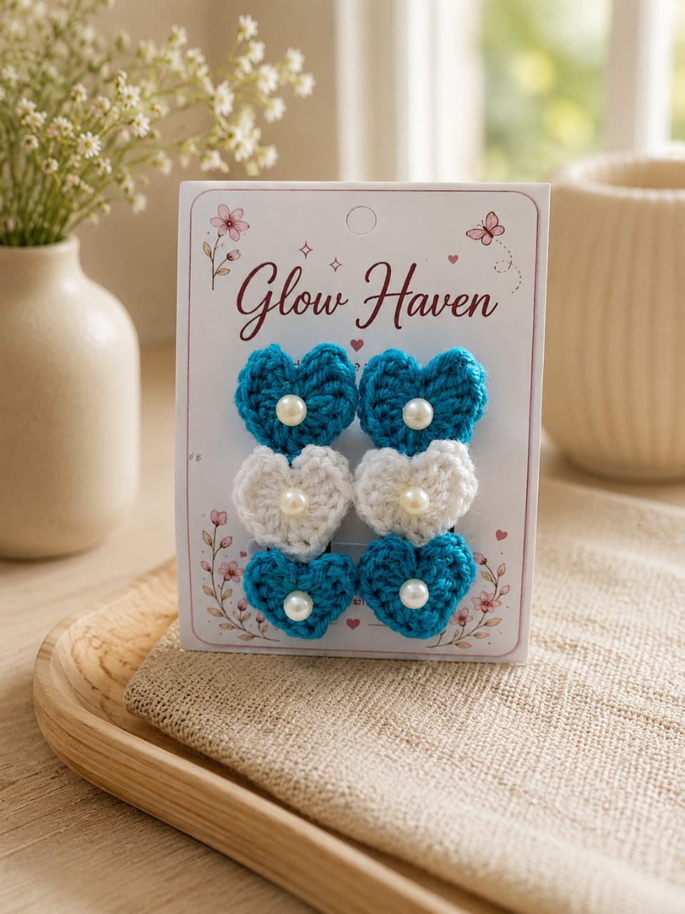 Crochet Heart Tiktak Hair clip