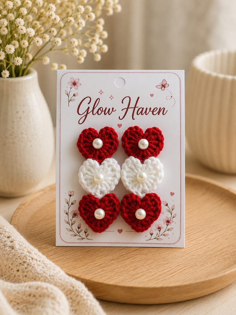 Crochet Heart Tiktak Hair clip