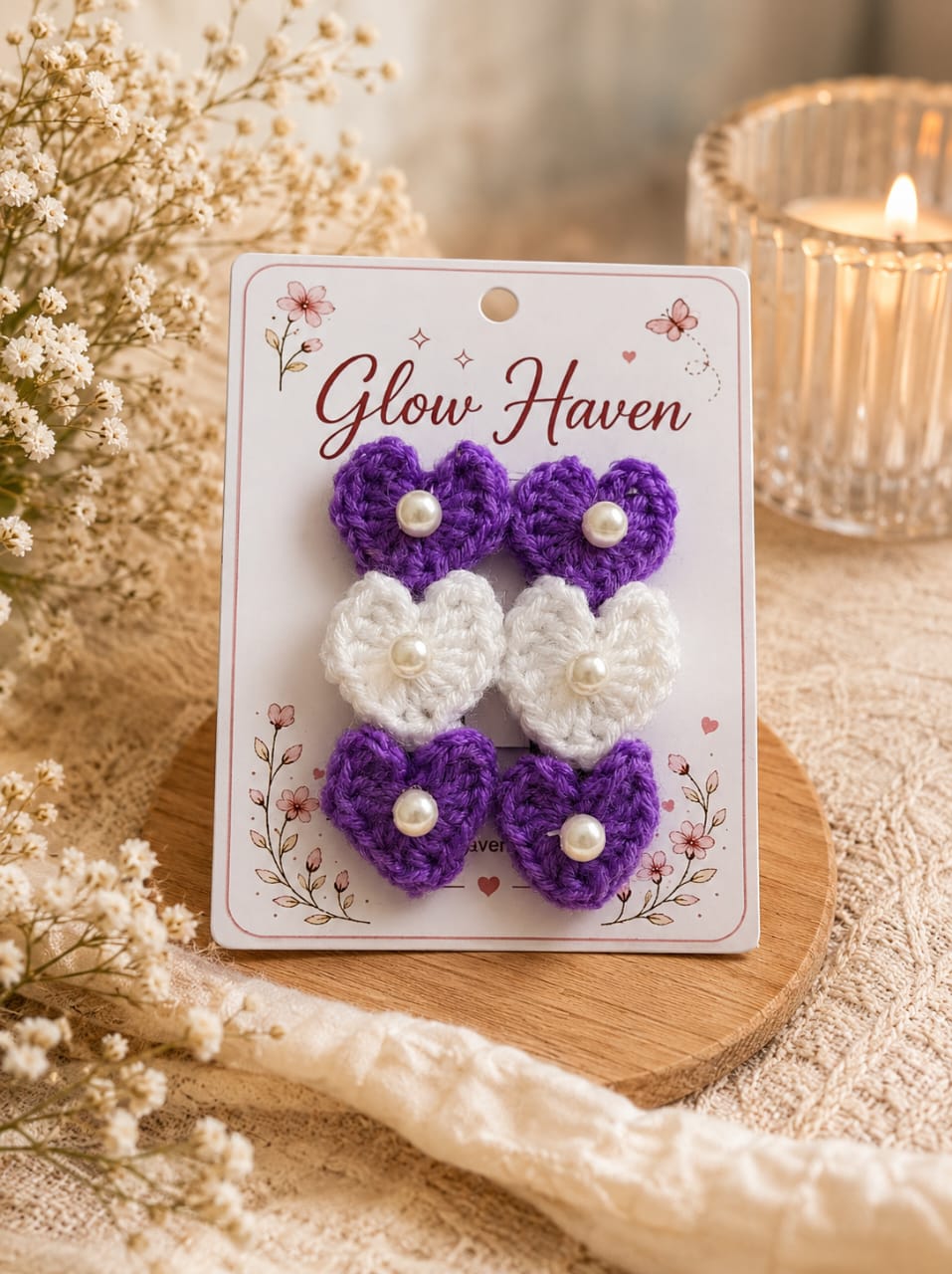 Crochet Heart Tiktak Hair clip