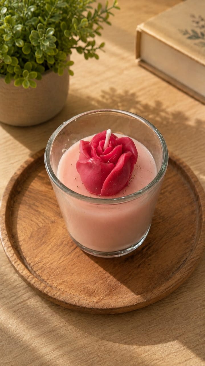 Rose glass candle