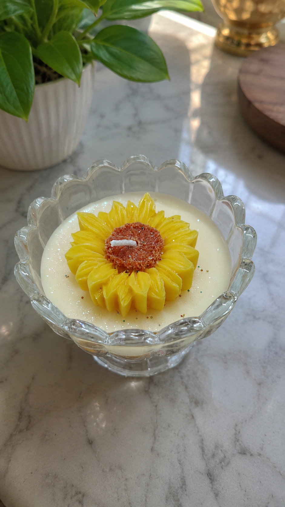 Jasmine Sunflower Glass  Bowl Candle