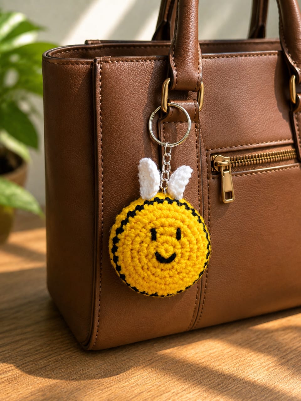 Crochet Bee key chain