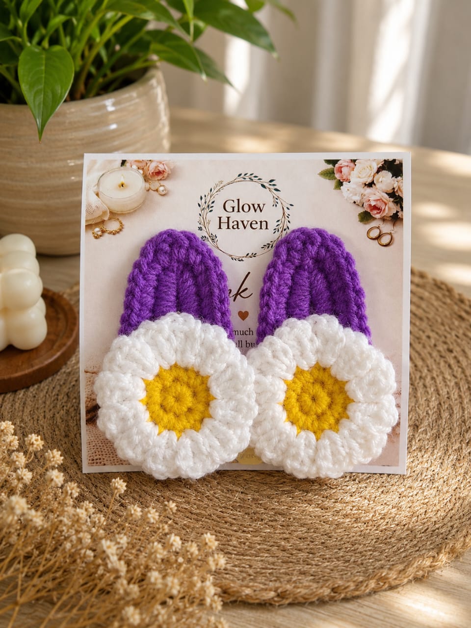 Crochet Daisy tiktak hair clip
