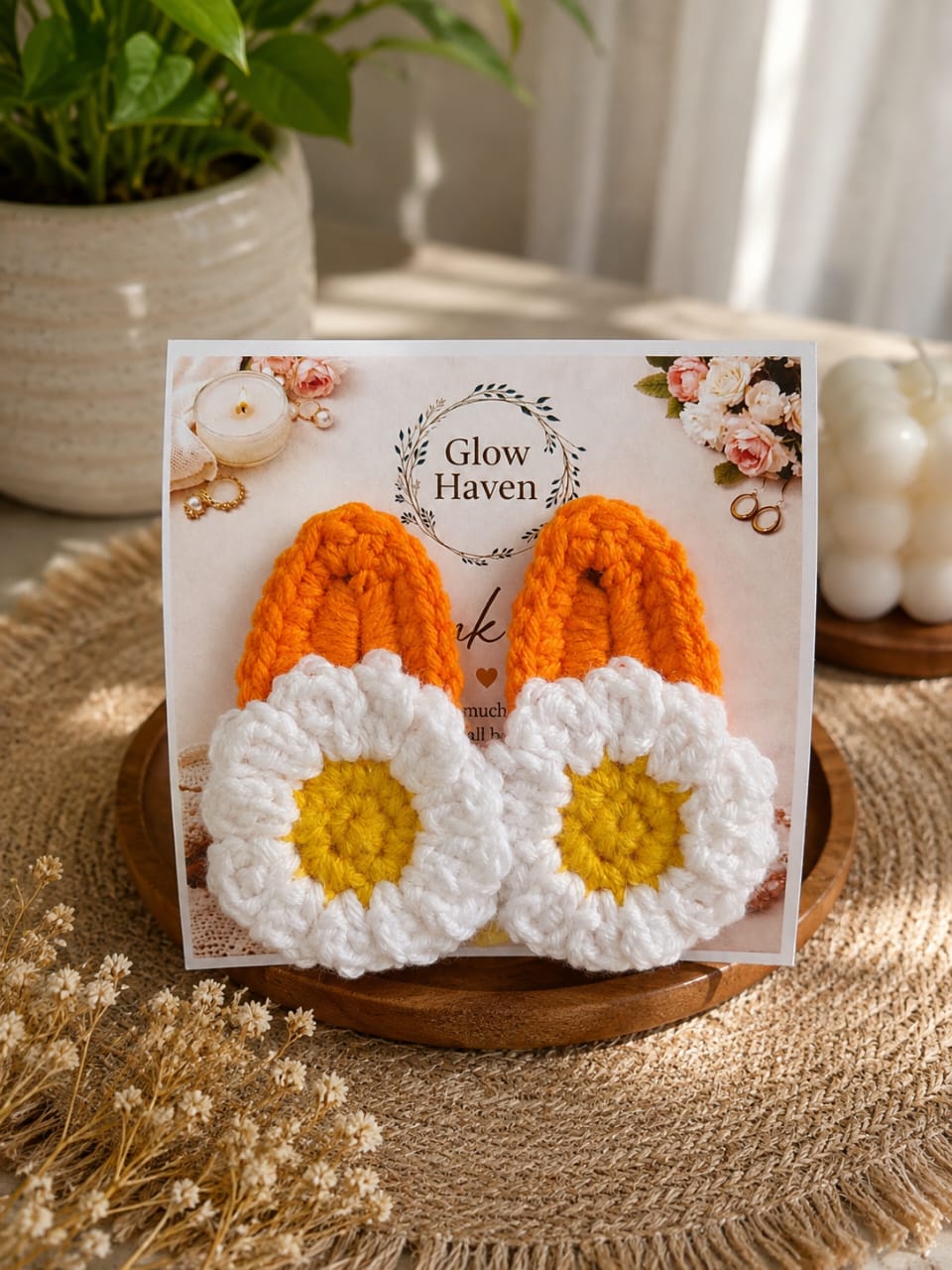 Crochet Daisy tiktak hair clip