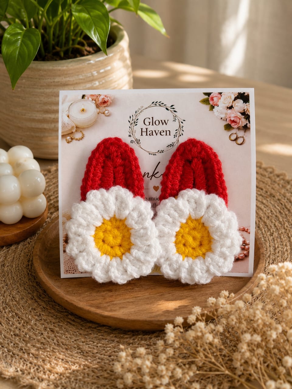 Crochet Daisy tiktak hair clip