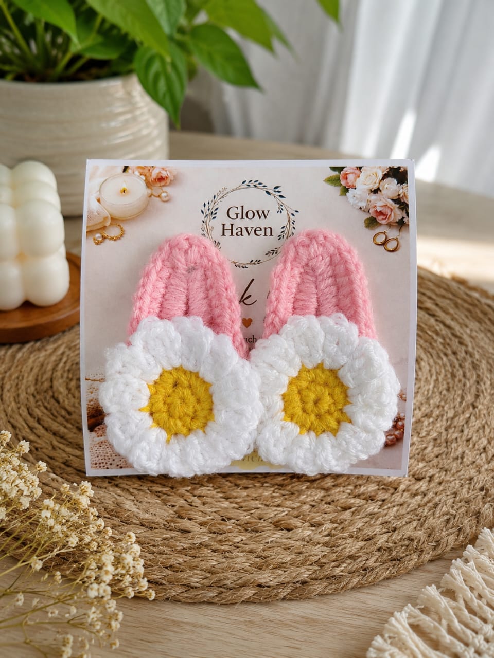 Crochet Daisy tiktak hair clip