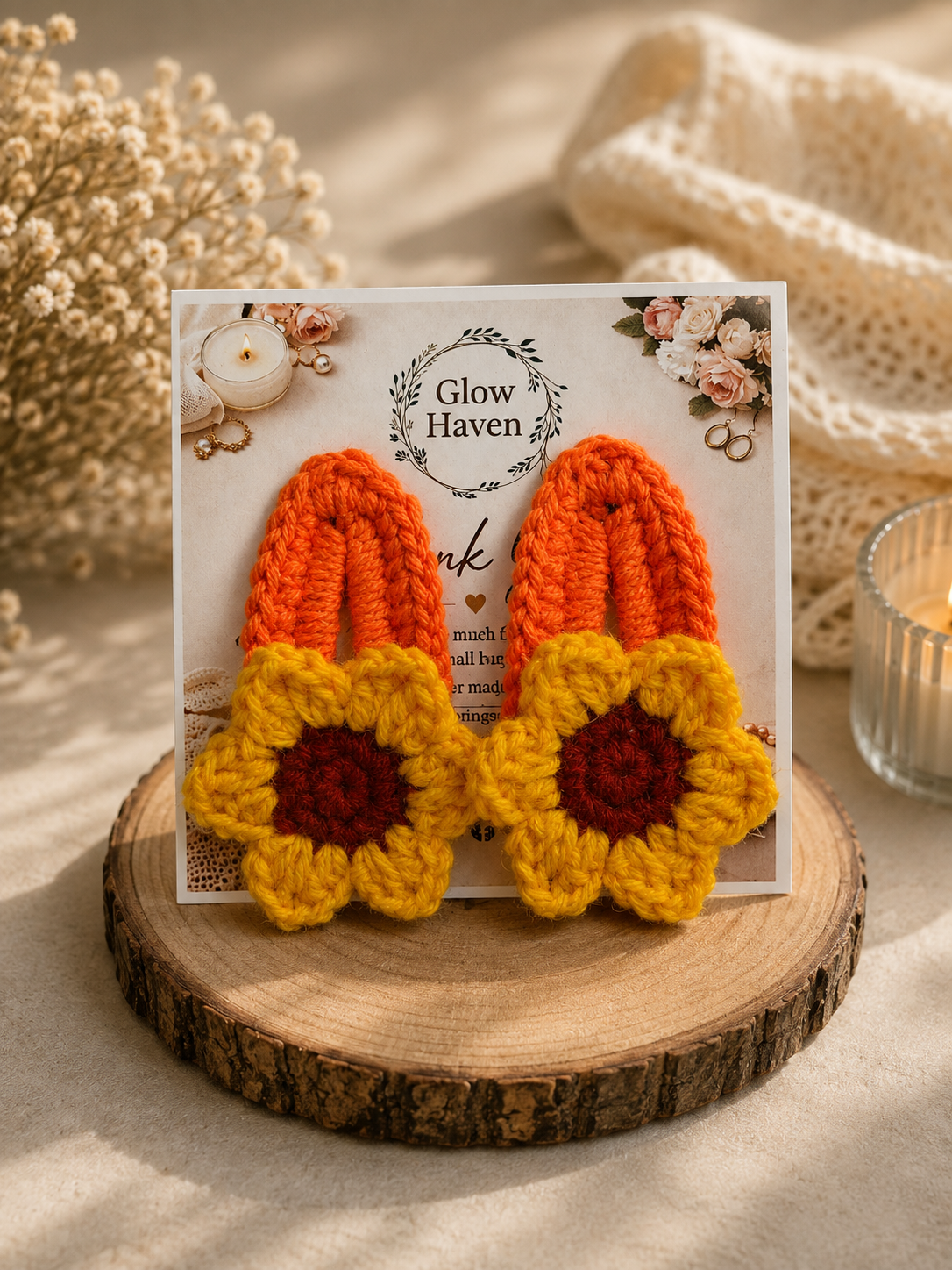 Crochet sunflower tiktak hair clip
