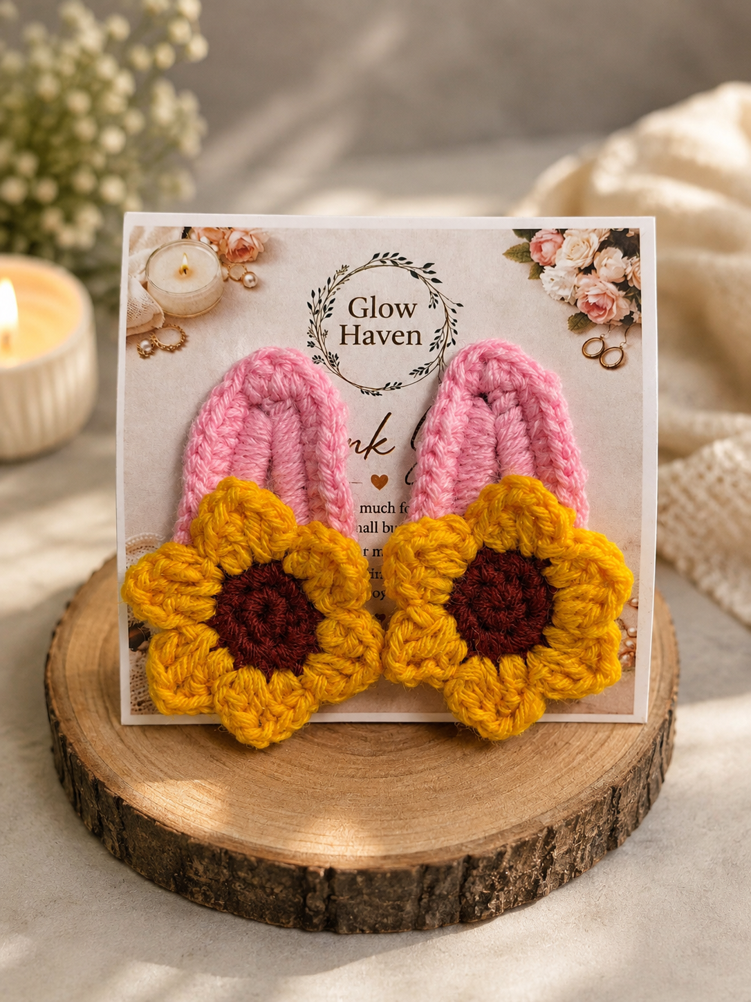 Crochet sunflower tiktak hair clip